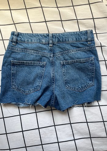 Defacto Mavi Yırtık Denim Mini Şort