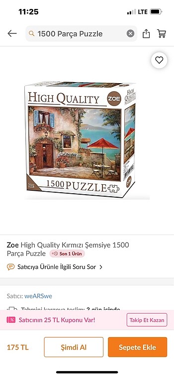 1500 parça manzara puzzle