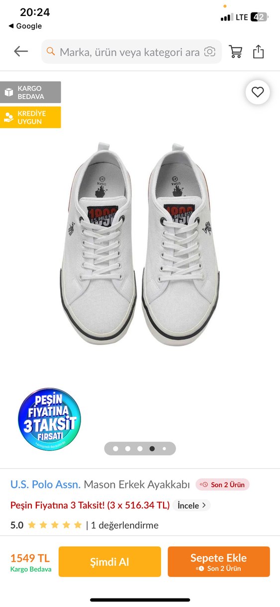 U.S. Polo Assn. Beyaz Spor Ayakkabı - Görsel 2