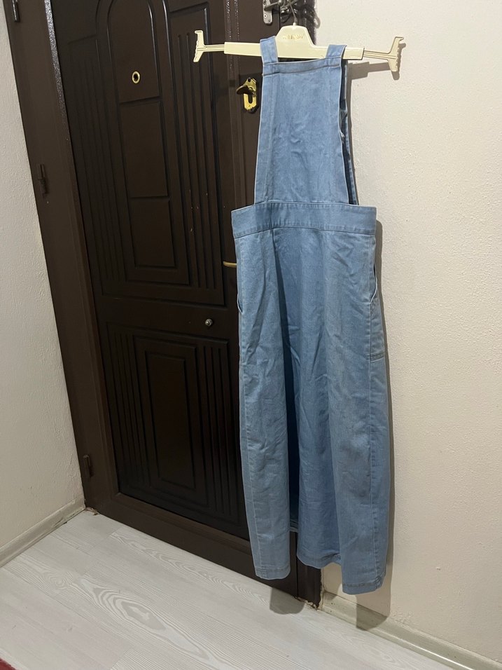 Kadın Mavi Uzun Kot Tulum - Görsel 2