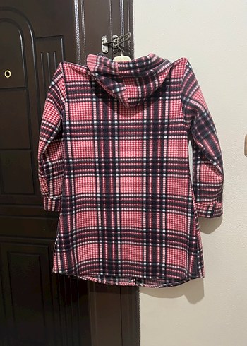 Kapüşonlu Pembe Ekose Düğmeli Kadın Gömlek - Görsel 2