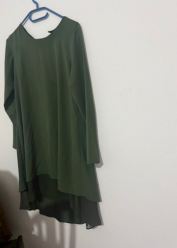 Kadın Haki Uzun Kollu Salaş Tunik - Görsel 3