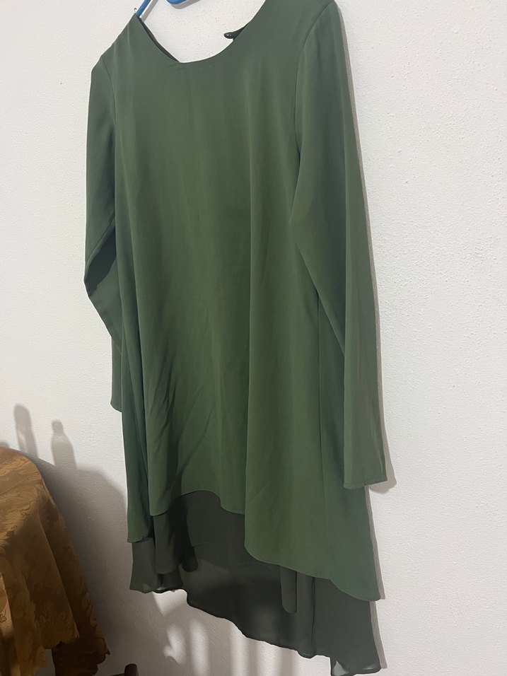 Kadın Haki Uzun Kollu Salaş Tunik - Görsel 2