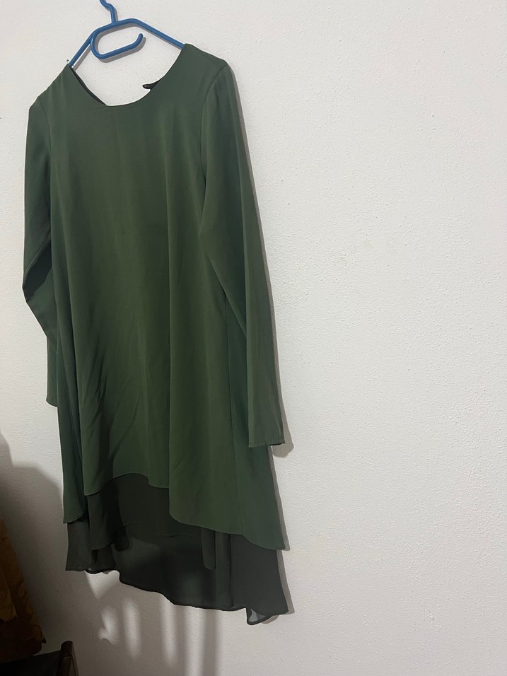 Kadın Haki Uzun Kollu Salaş Tunik - Görsel 3