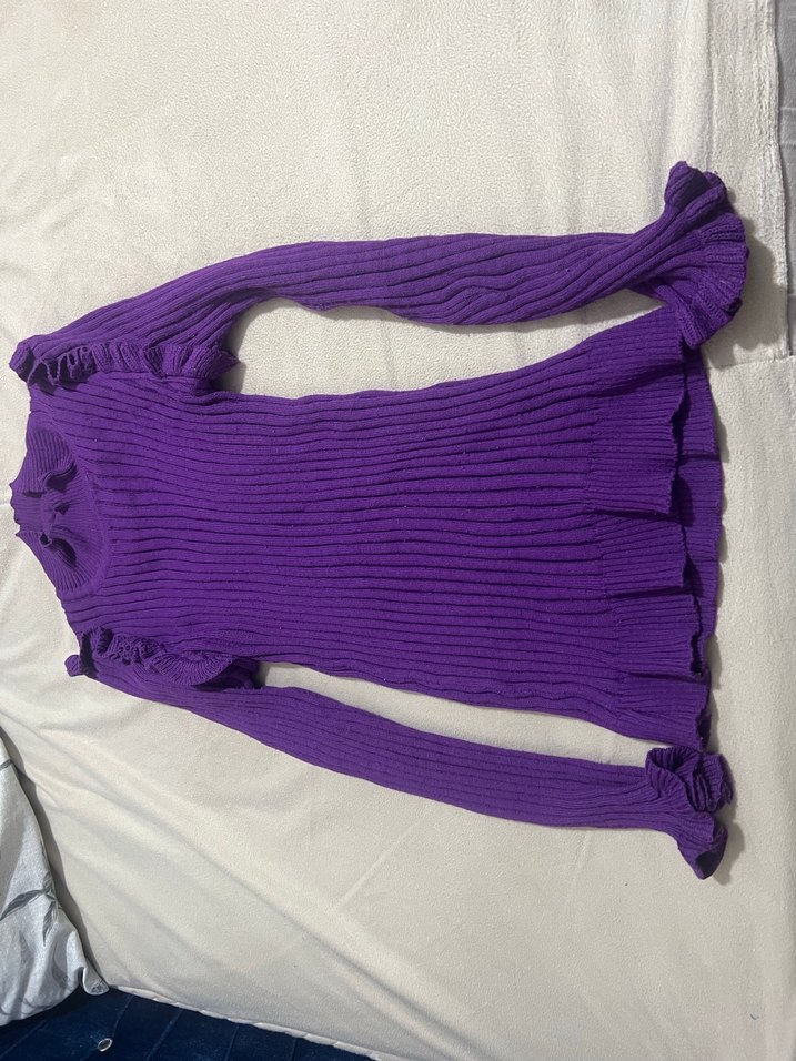 Mor Triko Balıkçı Yaka Uzun Kollu Kadın Kazak - Görsel 3