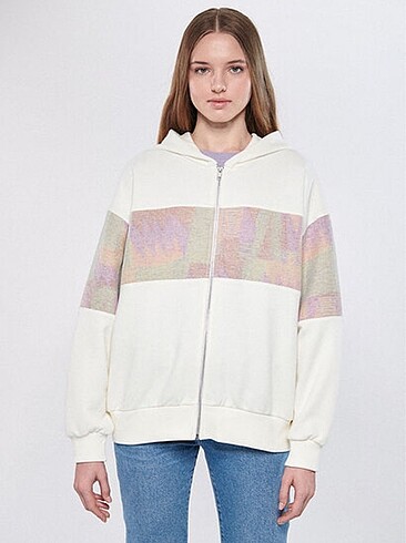 m Beden Blok detaylı fermuarlı sweatshirt