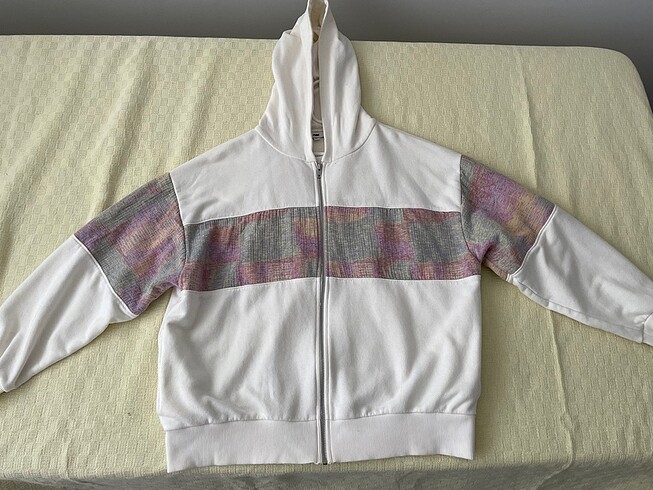 Blok detaylı fermuarlı sweatshirt