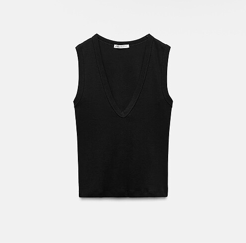 ZARA V Yaka Pamuklu Tişört