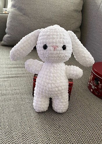 El yapımı Beyaz Peluş Tavşan Oyuncak - Görsel 2