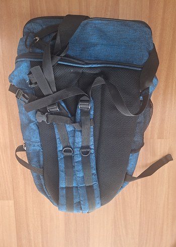 Gri-Mavi Fermuarlı Erkek Sırt Çantası - Görsel 5