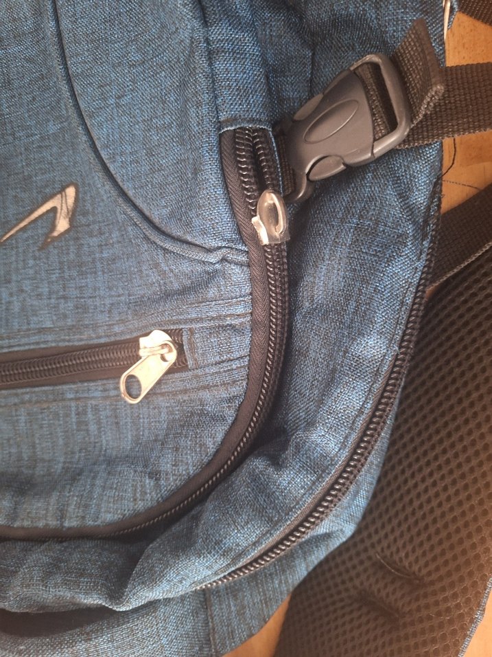 Gri-Mavi Fermuarlı Erkek Sırt Çantası - Görsel 4