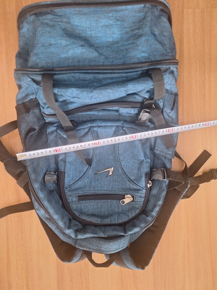 Gri-Mavi Fermuarlı Erkek Sırt Çantası - Görsel 2