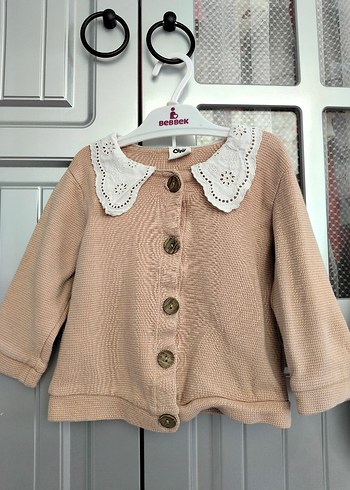 Düğmeli Bej Kız Çocuk Hırka - Görsel 2