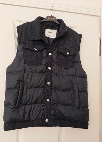 Düğmeli Siyah Denim Erkek Yelek - Görsel 2