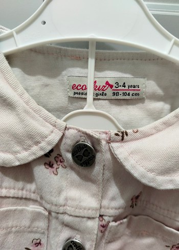 Kız Çocuk Pembe Çiçekli Düğmeli Ceket - Görsel 2