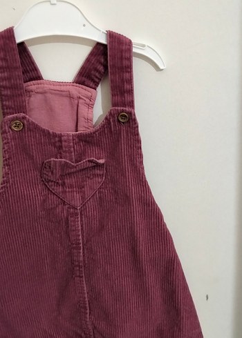 Bordo Kadife Kız Elbise Düğmeli Askılı - Görsel 2