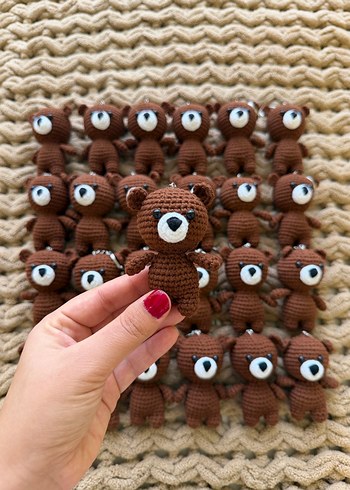 Örgü Kahverengi Ayıcık Anahtarlık - Görsel 4