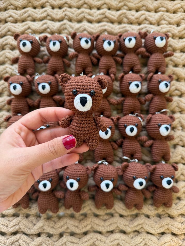 Örgü Kahverengi Ayıcık Anahtarlık - Görsel 2