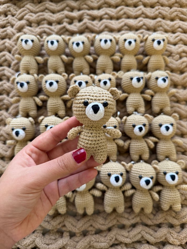 Örgü Kahverengi Ayıcık Anahtarlık - Görsel 3