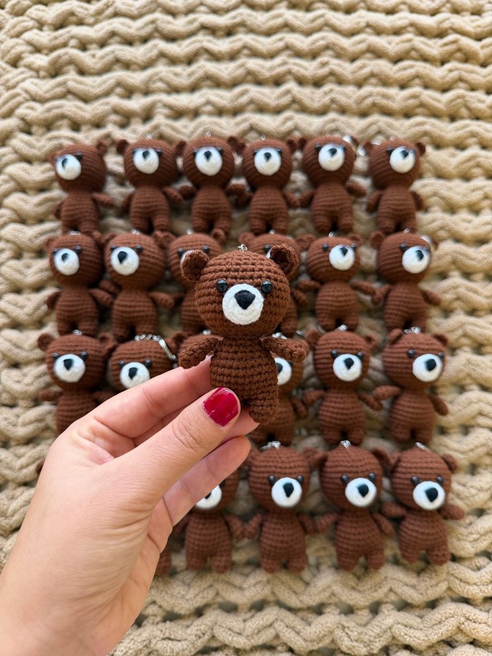 Örgü Kahverengi Ayıcık Anahtarlık - Görsel 4