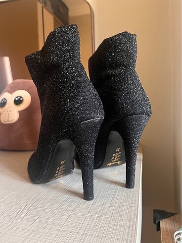 Bambi Bambi Simli Stiletto Bot Topuklu Ayakkabı