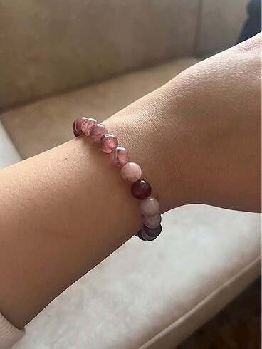 Tasarımcı Pembe Kuvars Bileklik