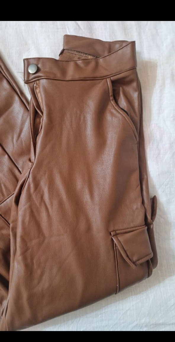 Kadın Taba Deri Pantolon - Görsel 5