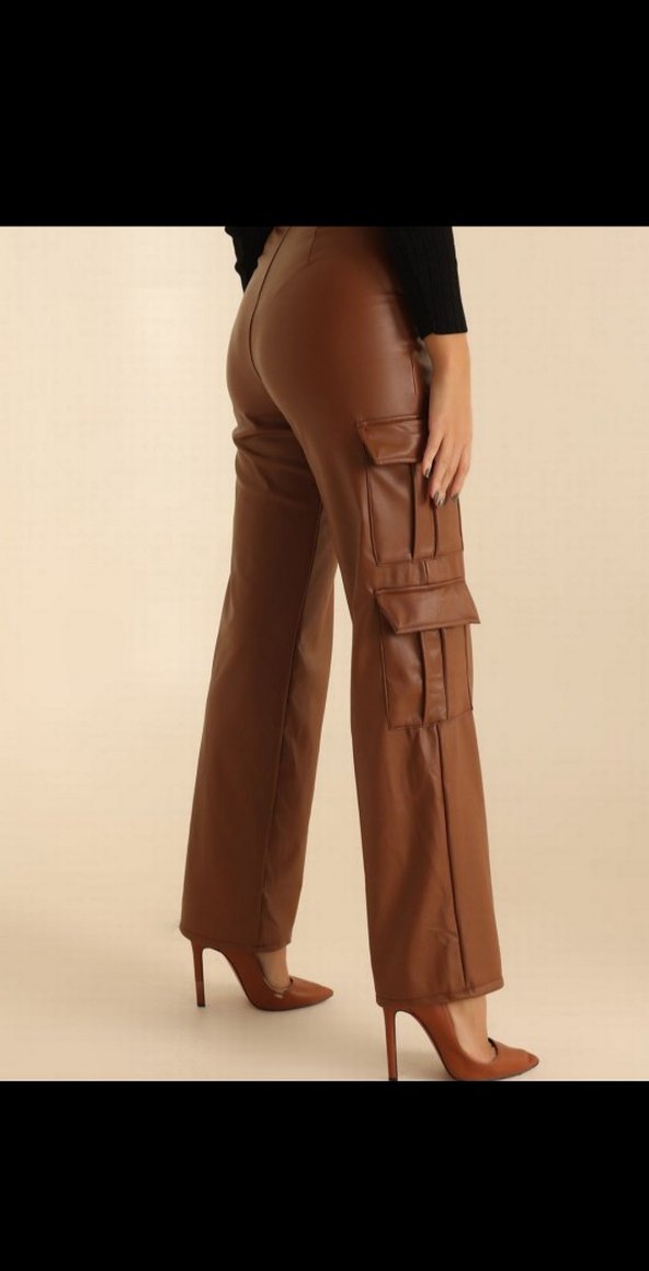 Kadın Taba Deri Pantolon - Görsel 2