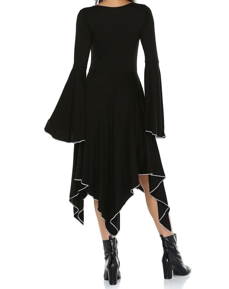 Uzun Kollu Siyah Gotik Salaş Elbise - Görsel 2