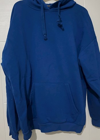 Kadın Mavi Kapüşonlu Sweatshirt