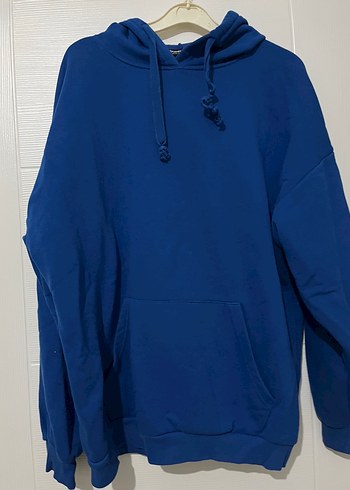 m Beden Kadın Mavi Kapüşonlu Sweatshirt