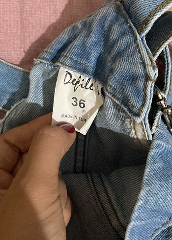 Diğer Kadın Mavi Denim Kısa Salopet