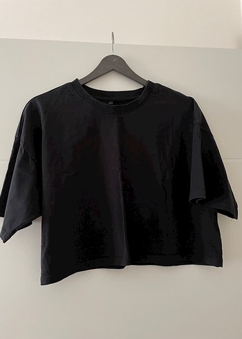 Siyah Oversize Crop Tişört