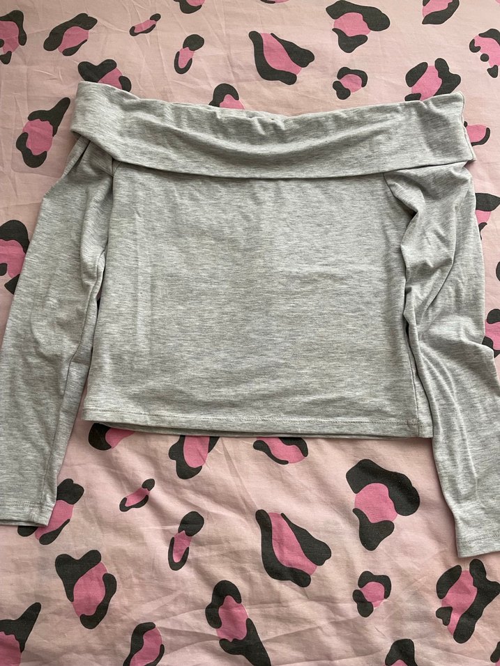 Gri Uzun Kollu kadın Bluz - Görsel 2