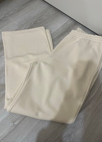 Krem kışlık eşofman altı genis paça - Görsel 2