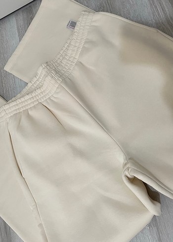 Krem kışlık eşofman altı genis paça - Görsel 4