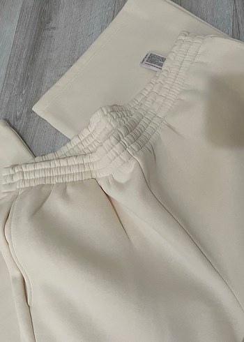 Krem kışlık eşofman altı genis paça - Görsel 7