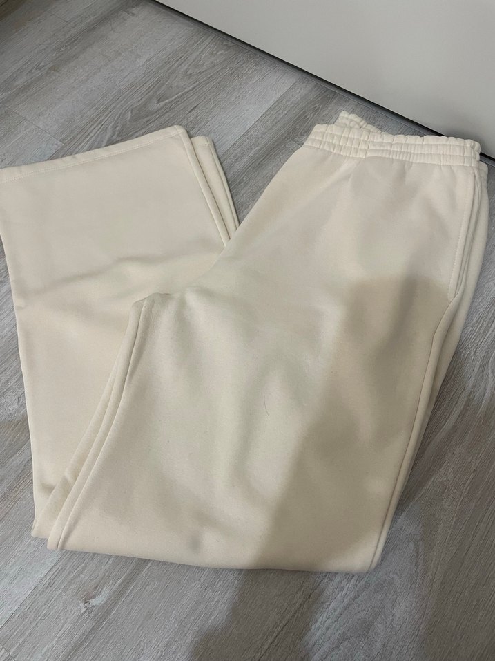 Krem kışlık eşofman altı genis paça - Görsel 3