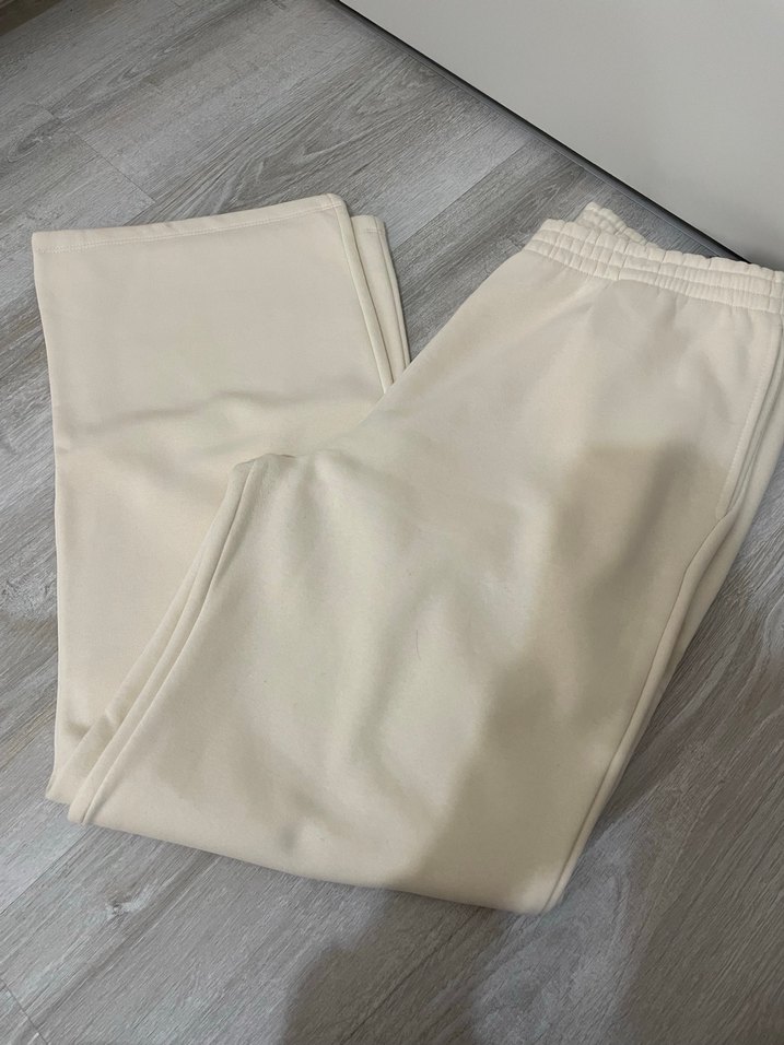 Krem kışlık eşofman altı genis paça - Görsel 2