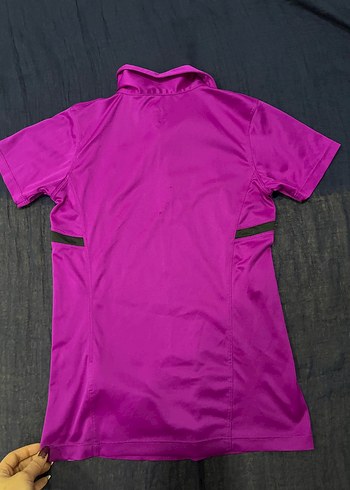 Mor Düğmeli Polo Yaka Kısa Kollu Spor Tişört - Görsel 3