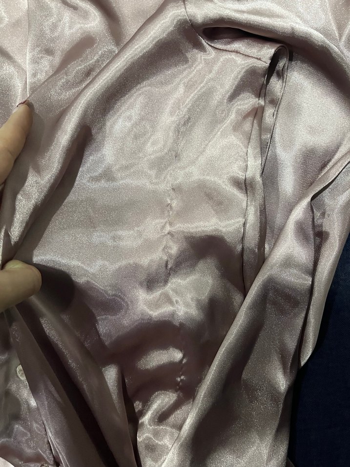 Toz pembe saten pijama - Görsel 5