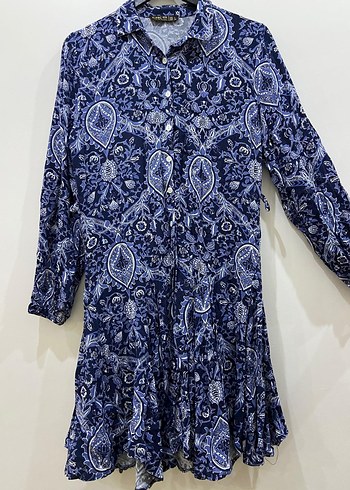 Bohem Uzun Lacivert Desenli Elbise - Görsel 2