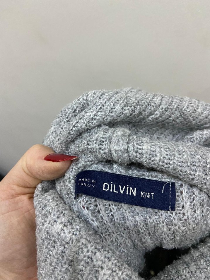 Gri Örme Balıkçı Yaka Kadın Kazak - Görsel 2