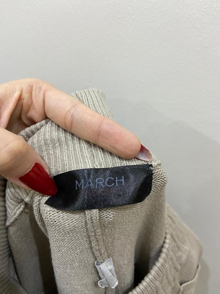 Bej Örgü Detaylı Bol Kesim Keten Pantolon - Görsel 2