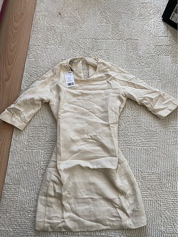 Mango krem mini elbise