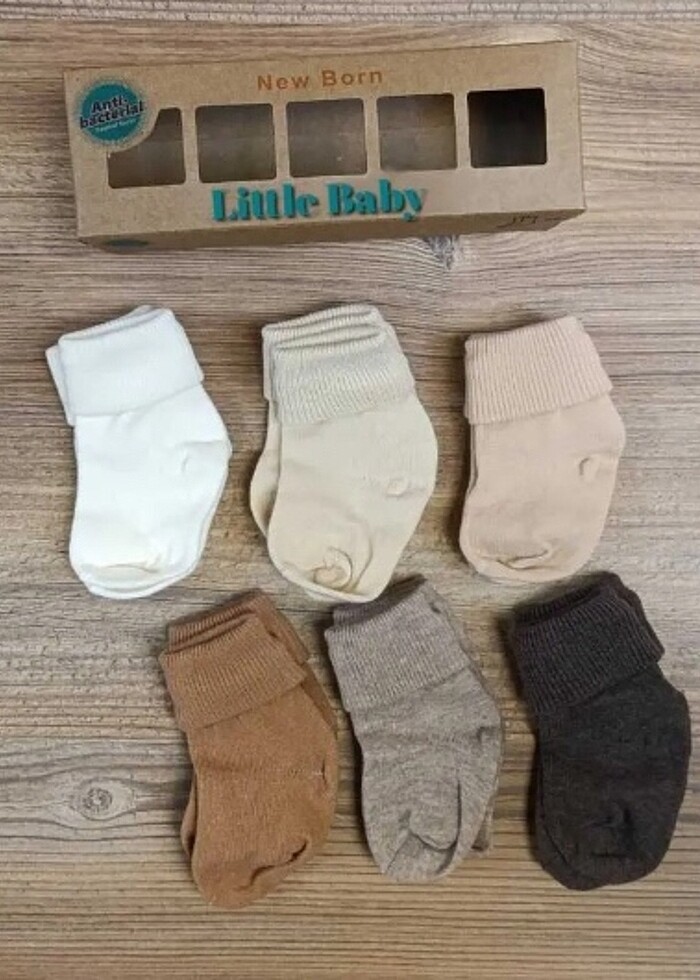 100% pamuklu renkli desenli yenidoğan çorabı - Görsel 2