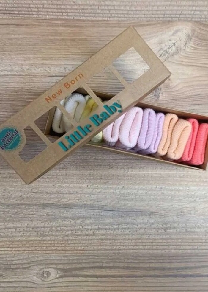 100% pamuklu renkli desenli yenidoğan çorabı - Görsel 2