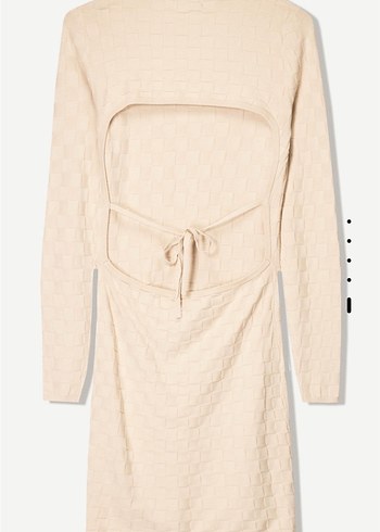 Bershka Bej Midi Triko Elbise Uzun Kollu