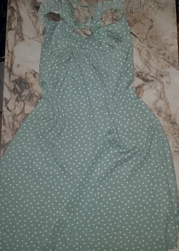 Puantiye Desenli Turkuaz elbise - Görsel 3