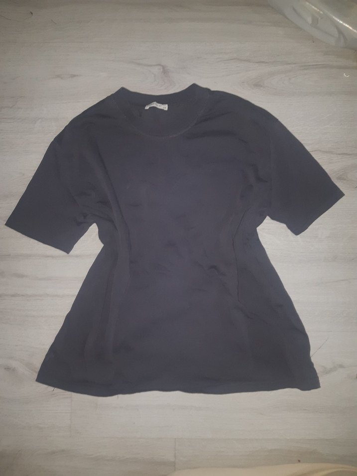 Kadın gri Keten Salaş Tişört - Görsel 3